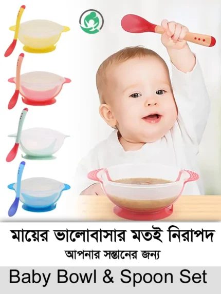 Baby Suction Bowl with Temperature Spoon – Safe Feeding Set BD