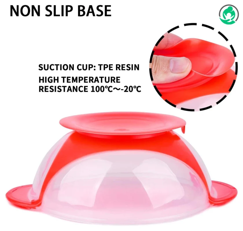 Binaural handle design makes it easy for babies to hold the bowl.