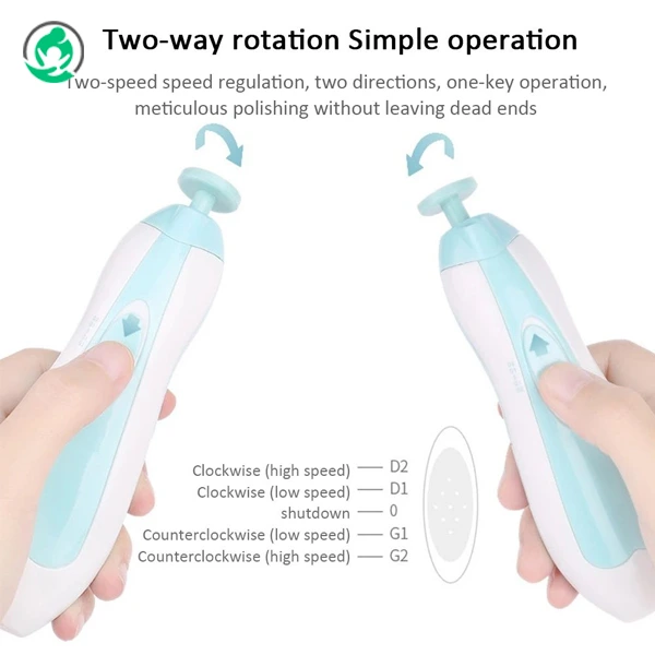 Sleek & Modern Baby Nail Polisher Design Electric Baby Nail Polisher angled view showing sleek design